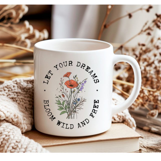 Taza De Café Flores silvestres Inspiradoras citas florales (Subido por el creador)
