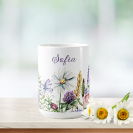 Taza De Café Flores silvestres Ladybug y Butfly Signature