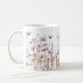 Taza De Café Flores silvestres Pastel Boho Flores acuarela Flor