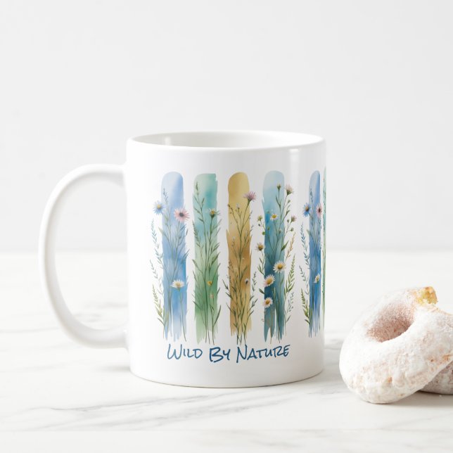 Taza De Café Flores silvestres personalizadas Cepillo Stroke Bl (Con donut)