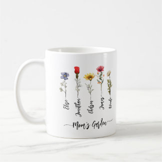 Taza De Café Flores silvestres personalizadas de escritura de n