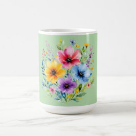 Taza De Café Flores silvestres pintadas a la acuarela