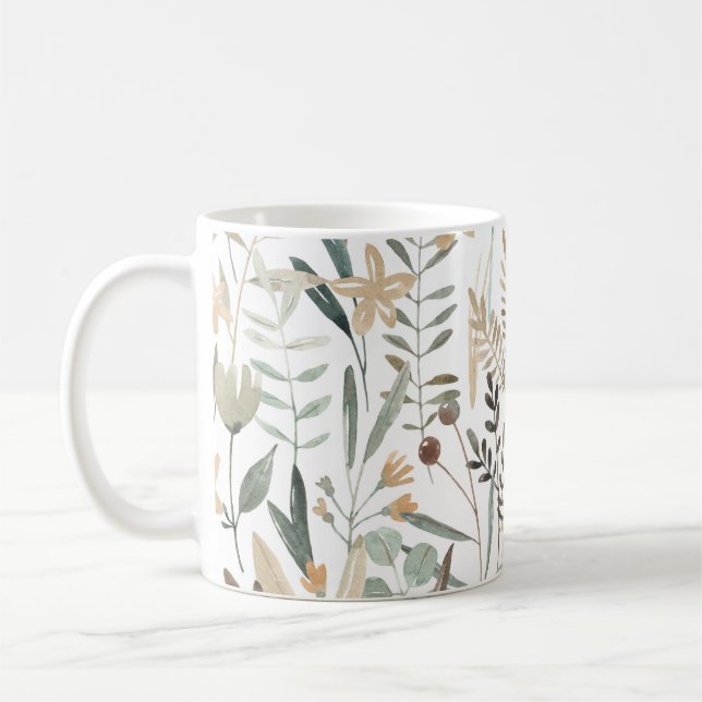 Taza De Café Flores silvestres praderas: Encanto acuático. (Izquierda)