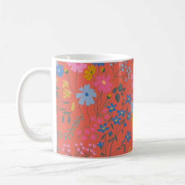 Taza De Café Flores silvestres rojas modernas Boho (Izquierda)