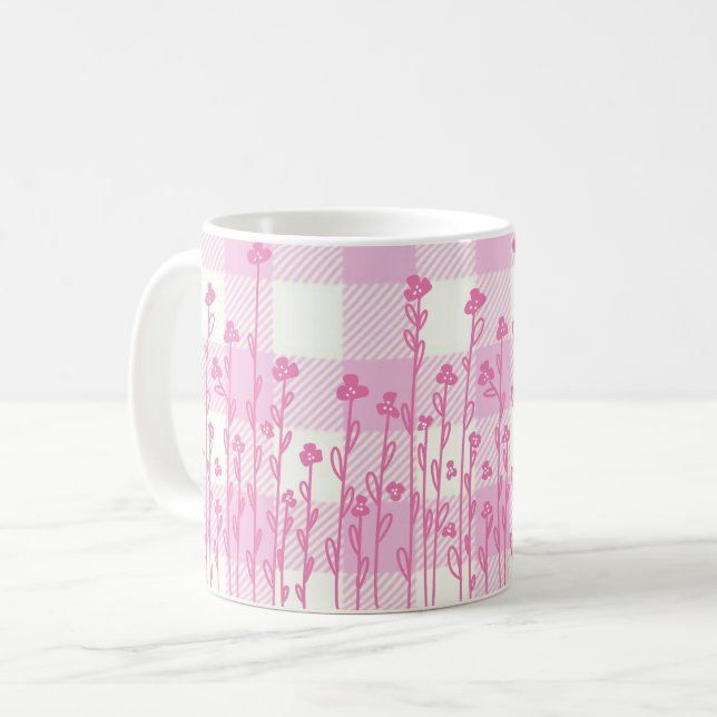 Taza De Café Flores silvestres rosadas delgadas garbanzos rosad (Anverso izquierdo)