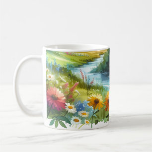 Taza De Café Flores silvestres y arroyo en Spring Valley