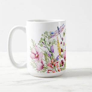 Taza De Café Flores silvestres y libélula