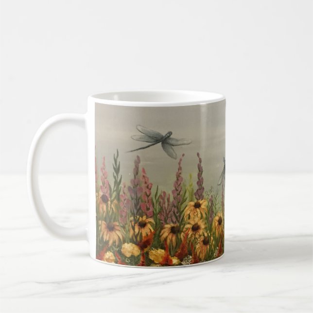 Taza De Café flores silvestres y libélula (Izquierda)