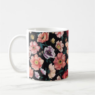 Taza De Café flores sólidas abstractas, disposición completa, p