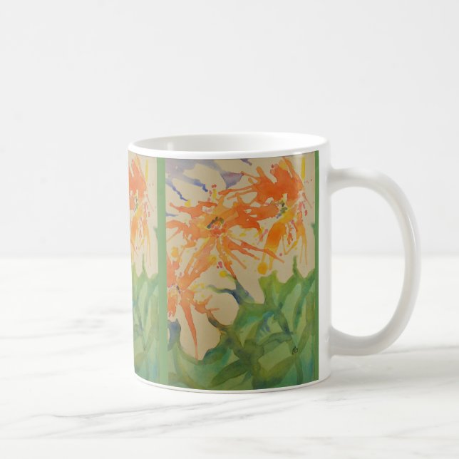Taza De Café Flores suaves de la acuarela (Derecha)