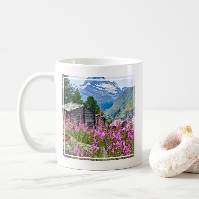 Taza De Café Flores | Summer Matterhorn Suiza (Con donut)