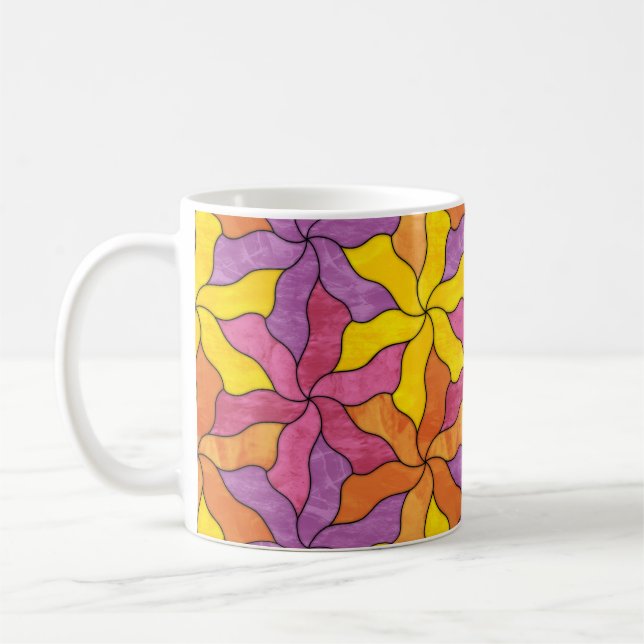 Taza De Café Flores Tesselladas de vidrio templado (Izquierda)