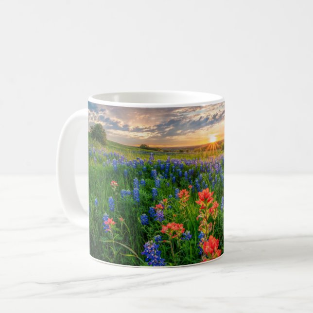 Taza De Café Flores | Texas Bluebonnets y pincel indio (Anverso izquierdo)