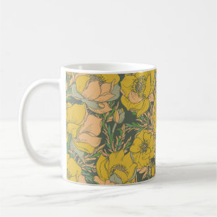 Taza De Café Flores trolíceas de primavera gráfica