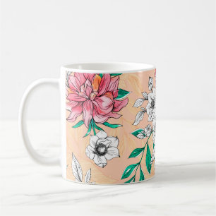 Taza De Café Flores tropicales acuáticas, sin costura, pa román