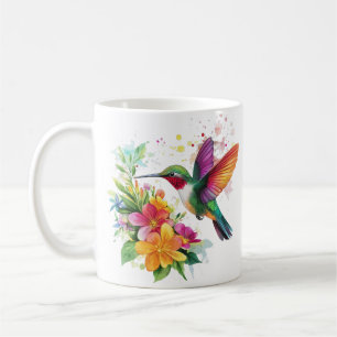 Taza De Café Flores tropicales de colibrí