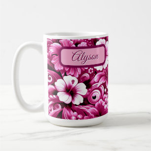 Taza De Café Flores tropicales hawaianas Hibiscus personalizada