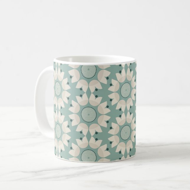 Taza De Café Flores turquesas de primavera (Anverso izquierdo)