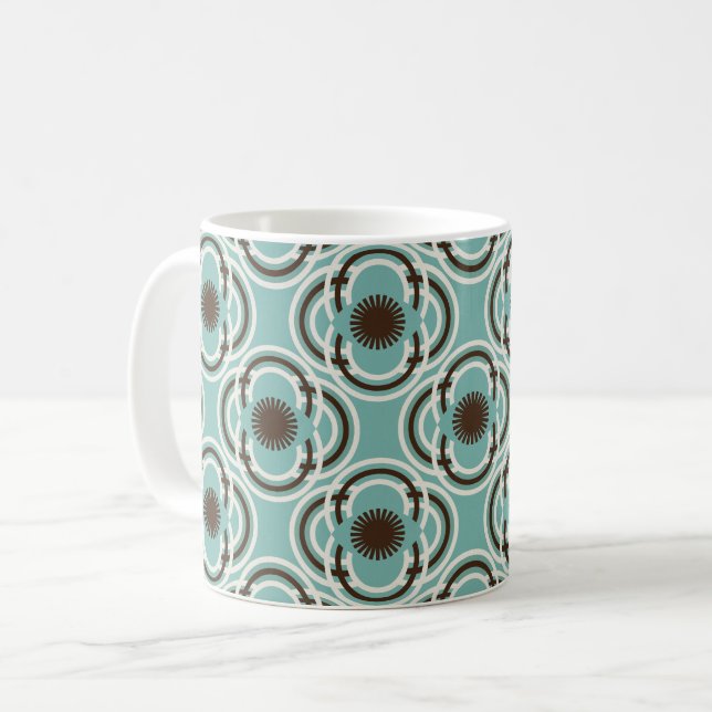 Taza De Café Flores u ojos - turquesa y marrón (Anverso izquierdo)