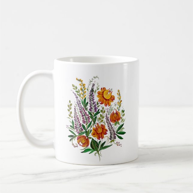 Taza De Café Flores ucranianas Mug (Izquierda)