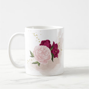 Taza De Café flores verde magenta rosa