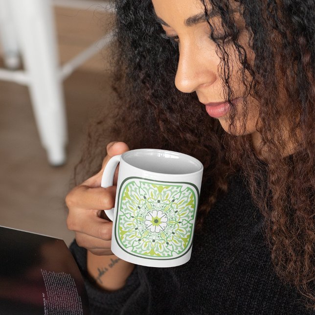 Taza De Café Flores verdes mesmerizadoras (Subido por el creador)