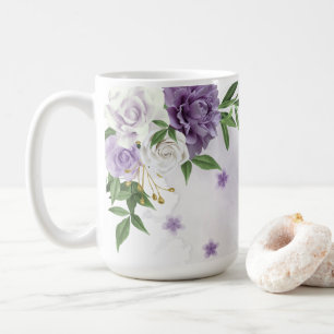 Taza De Café Flores verdes moradas bonitas