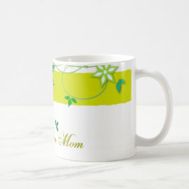 Taza De Café Flores verdes olivas, te amo mamá