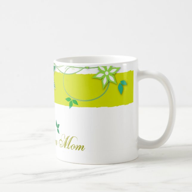 Taza De Café Flores verdes olivas, te amo mamá (Derecha)