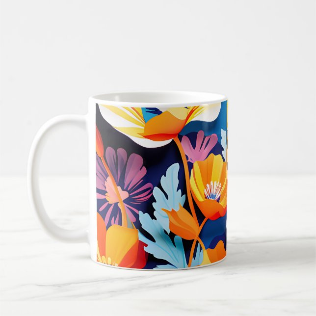Taza De Café Flores vibrantes de California (Izquierda)
