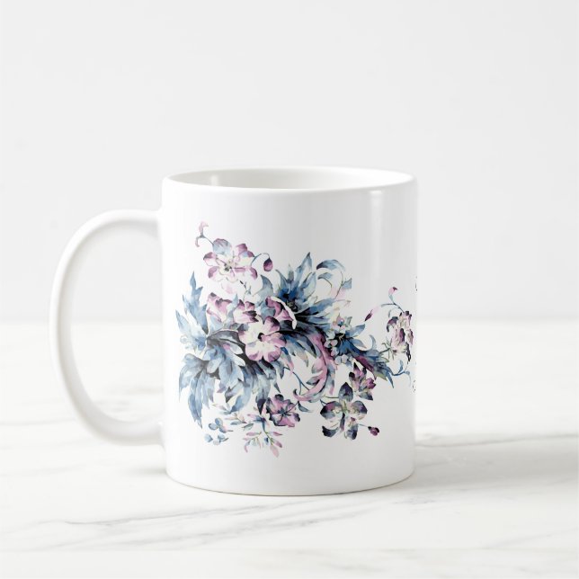 Taza De Café Flores victorianas elegantes románticas adoradas (Izquierda)