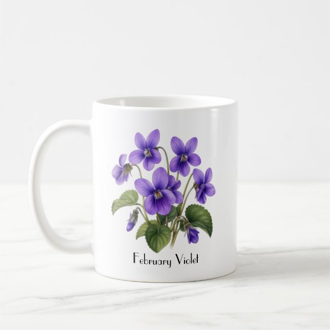 Taza De Café Flores Violetas de Febrero (Izquierda)