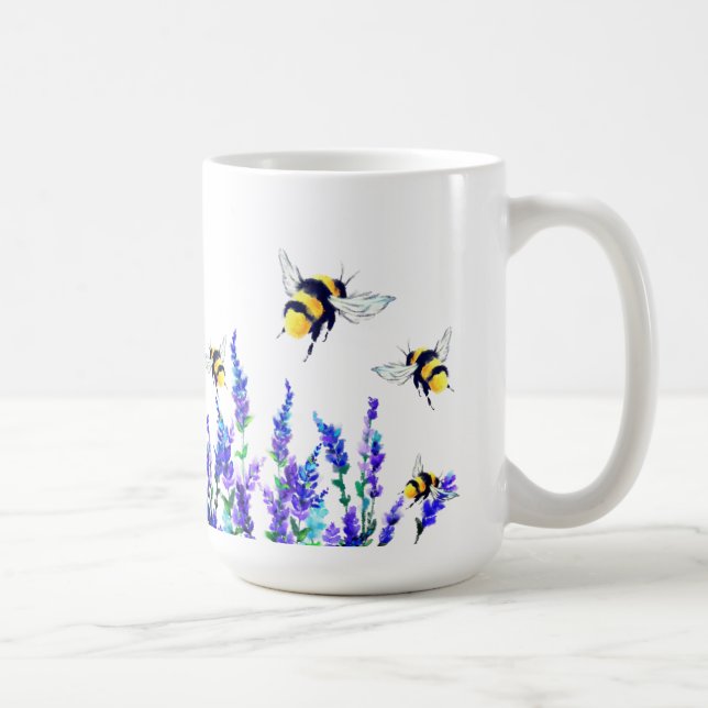 Taza De Café Flores y abejas café Mug (Derecha)