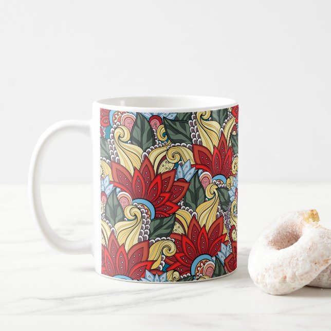 Taza De Café Flores Y Bañeras Elegantes Y Femeninas (Con donut)