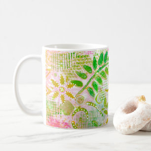Taza De Café Flores y hojas abstractas
