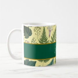 Taza De Café Flores y hojas de primavera verdes elegantes y mod