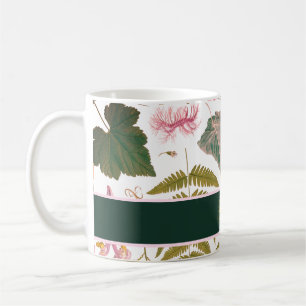 Taza De Café Flores y hojas de primavera verdes elegantes y mod
