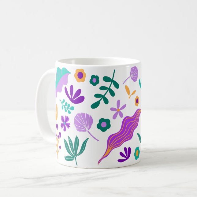Taza De Café Flores y hojas moderadas (Anverso izquierdo)