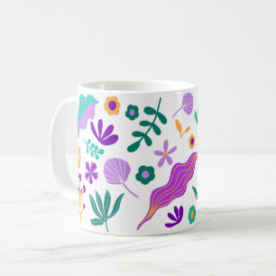 Taza De Café Flores y hojas modernistas