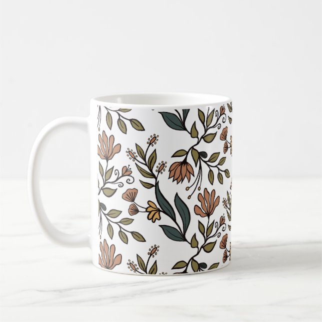 Taza De Café Flores y hojas singulares (Izquierda)