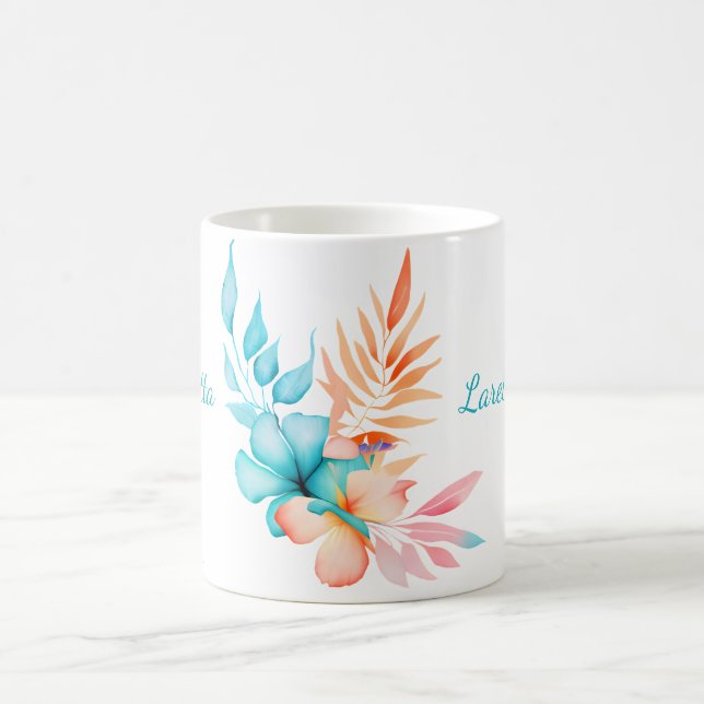 Taza De Café Flores y hojas tropicales (Centro)