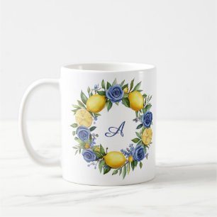 Taza De Café Flores y limones azules de Amalfi