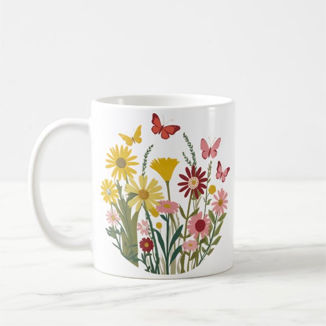 Taza De Café Flores y mariposas (Izquierda)