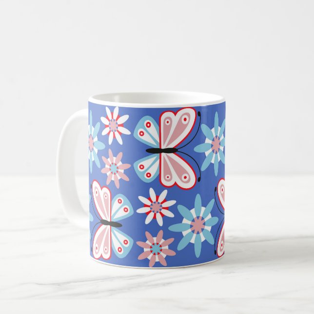 Taza De Café Flores y mariposas (Anverso izquierdo)