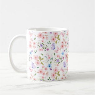 Taza De Café Flores y Mariposas