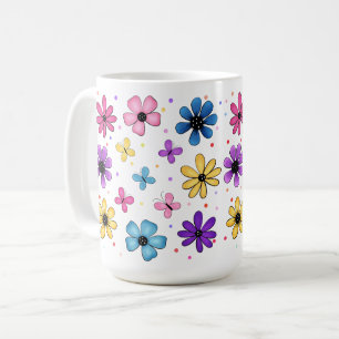Taza De Café Flores y mariposas de colores vivos