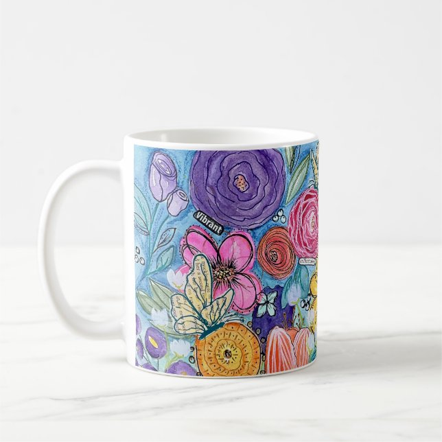 Taza De Café Flores y mariposas Mug (Izquierda)