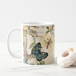 Taza De Café Flores y mariposas múltiples de vintage