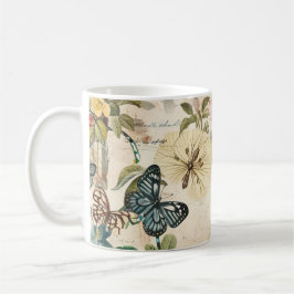Taza De Café Flores y mariposas múltiples de vintage