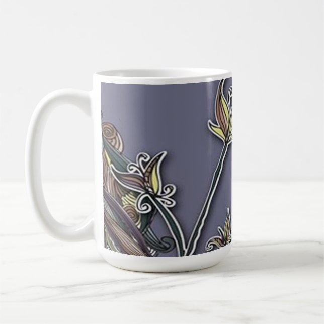 Taza De Café Flores y ondas Mug (Izquierda)
